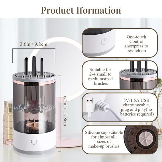 Electric Makeup Brush Cleaner, Makeup Brush Cleaner Machine with Brush Clean Mat, Automatic Cosmetic Brush Cleaner Makeup Brush Tools for All Size Beauty Makeup Brushes Set, Gift for Women Wife